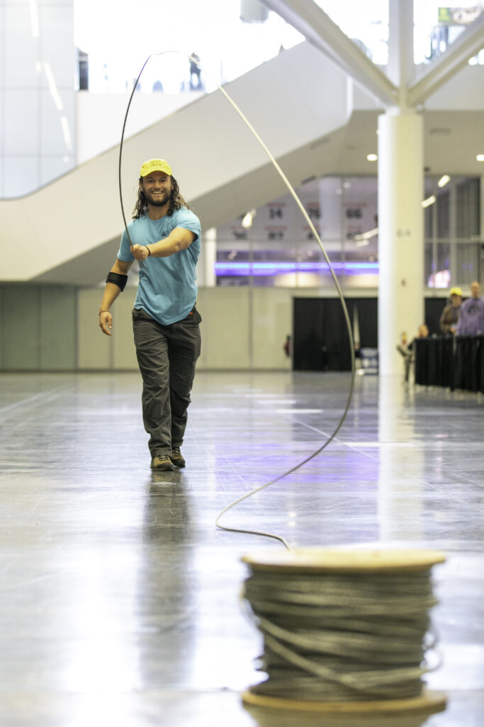 A member of the Service Crew has just whipped galvanized steel aircraft cable during the Harnessing ACCT showdown hosted during the 2025 conference and exposition.